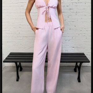 Pink Striped Women's Jumpsuit